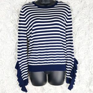 Farrow Stripped Ruffle Cuff Sweatshirt